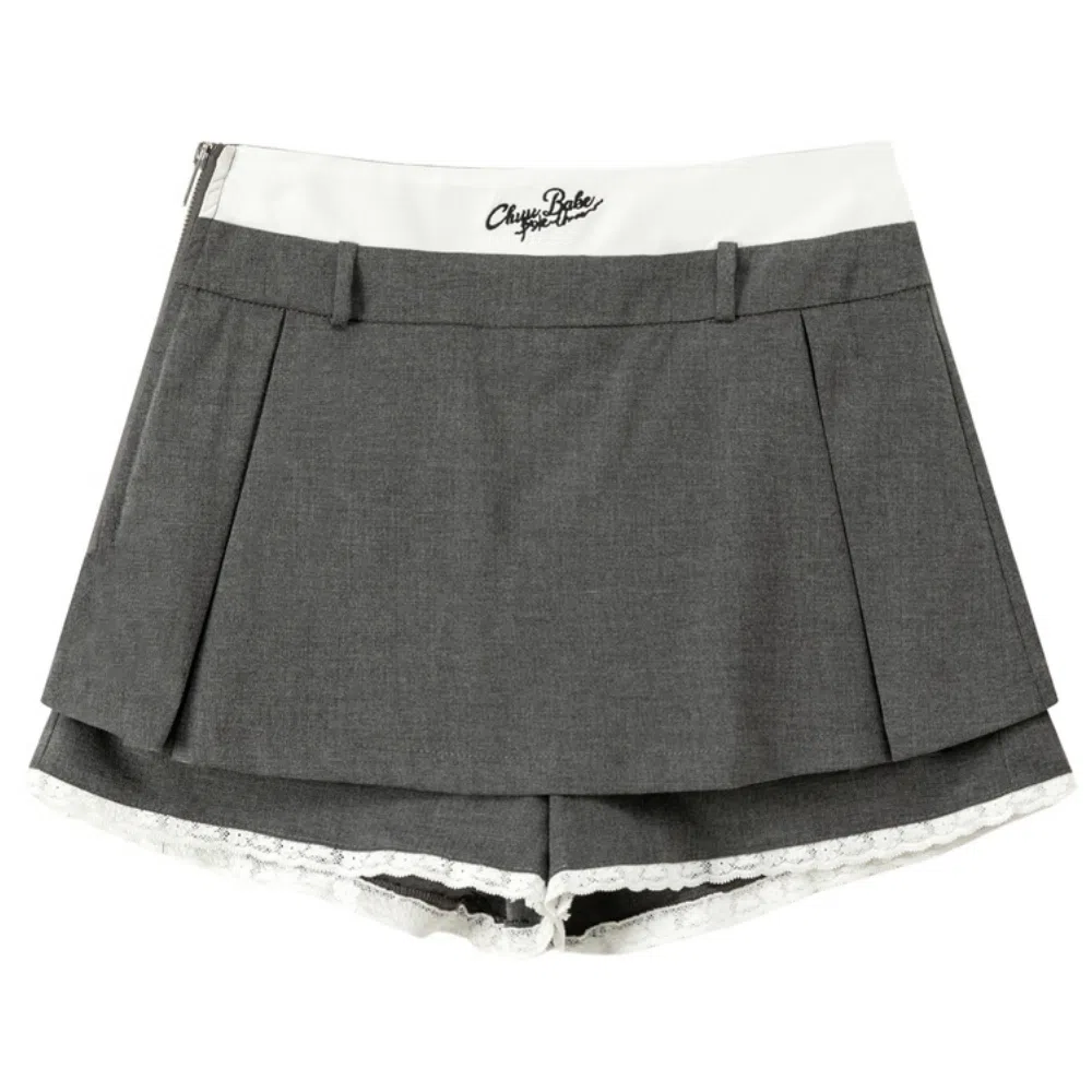 CHUU Lace Panel Skirt Shorts