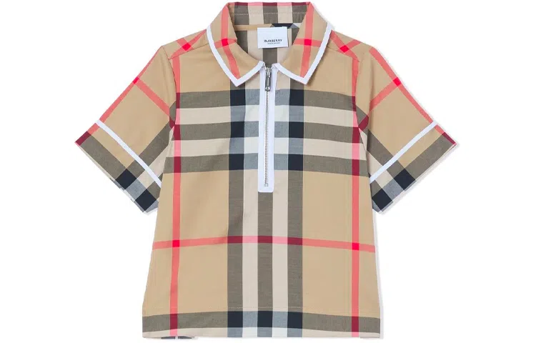 Burberry Half-Zip Check Polo Shirt