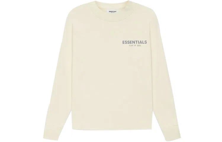Fear of God Essentials SS21 Kids Long Sleeve Tee ButtercreamCream LogoT