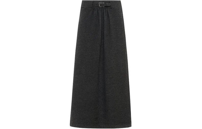 美洋 纯色高腰直筒纯色休闲长裙 女款 深灰色