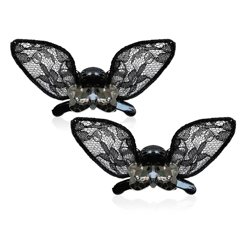 蒙妮 黑色精灵蝴蝶抓夹 布艺 发夹 女款