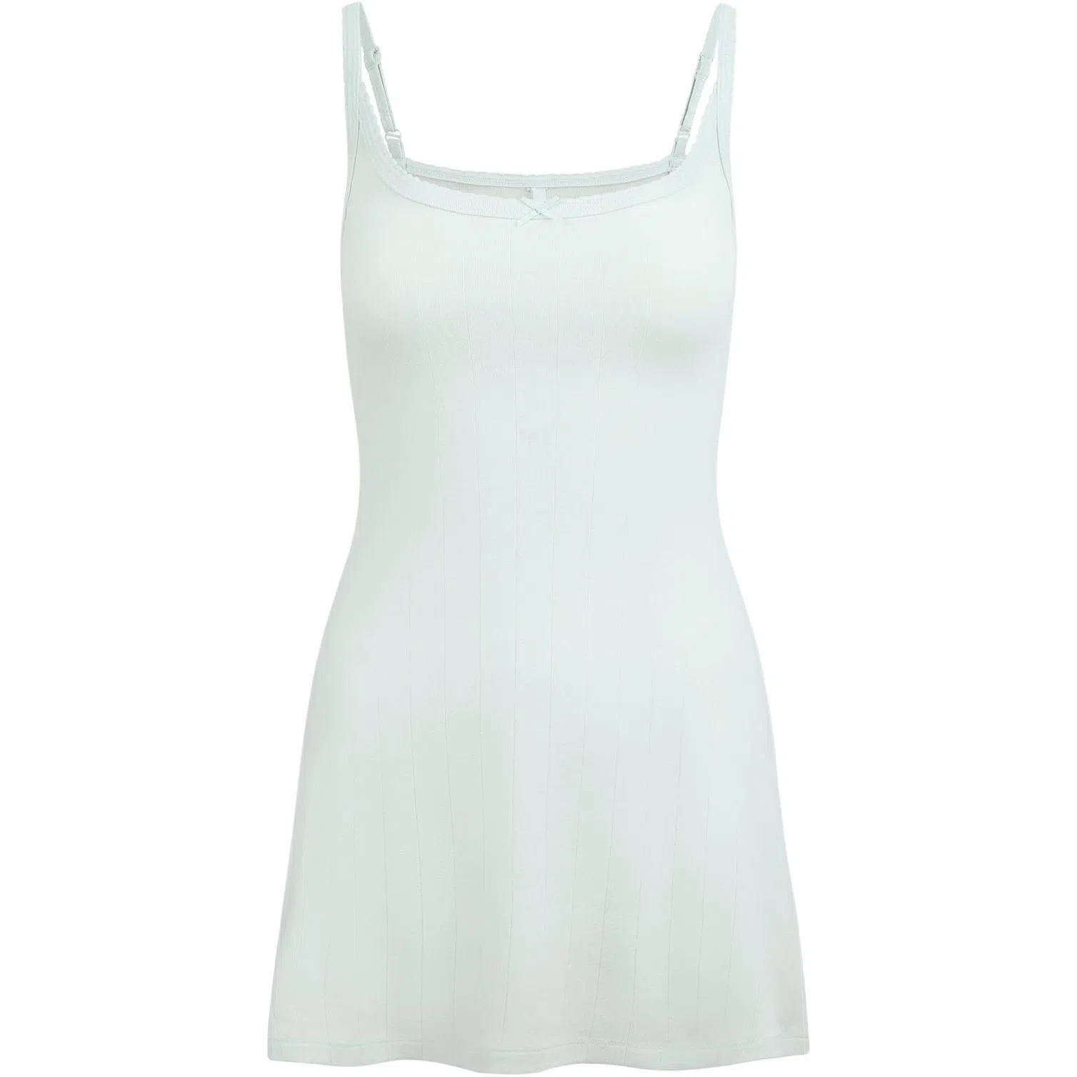 SKIMS SS25 Drop Needle Pointelle Cami Mini Dress Frost