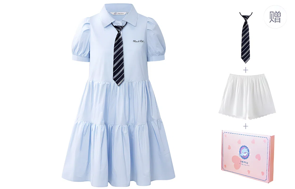 东鲸岁时记 学院风海军领宽松短袖连衣裙 女款