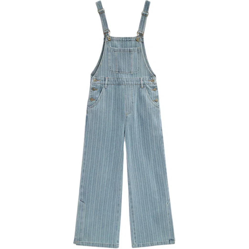 爱依服 简约舒适中腰背带裤 女款 牛仔蓝