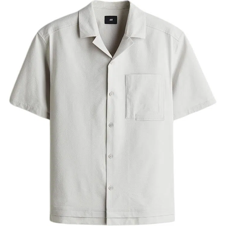 H&M Casual Loose Short Sleeve Shirt Gray