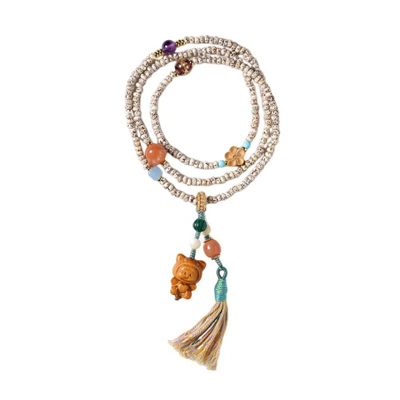 含藏 算盘珠创意檀香恐龙多妹吊坠民族风编织文玩#好运 星月菩提 手串 女款