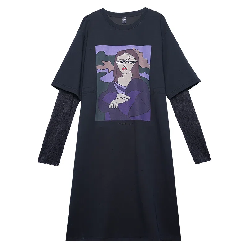 木果果木 美式复古宽松蕾丝长袖连衣裙 女款