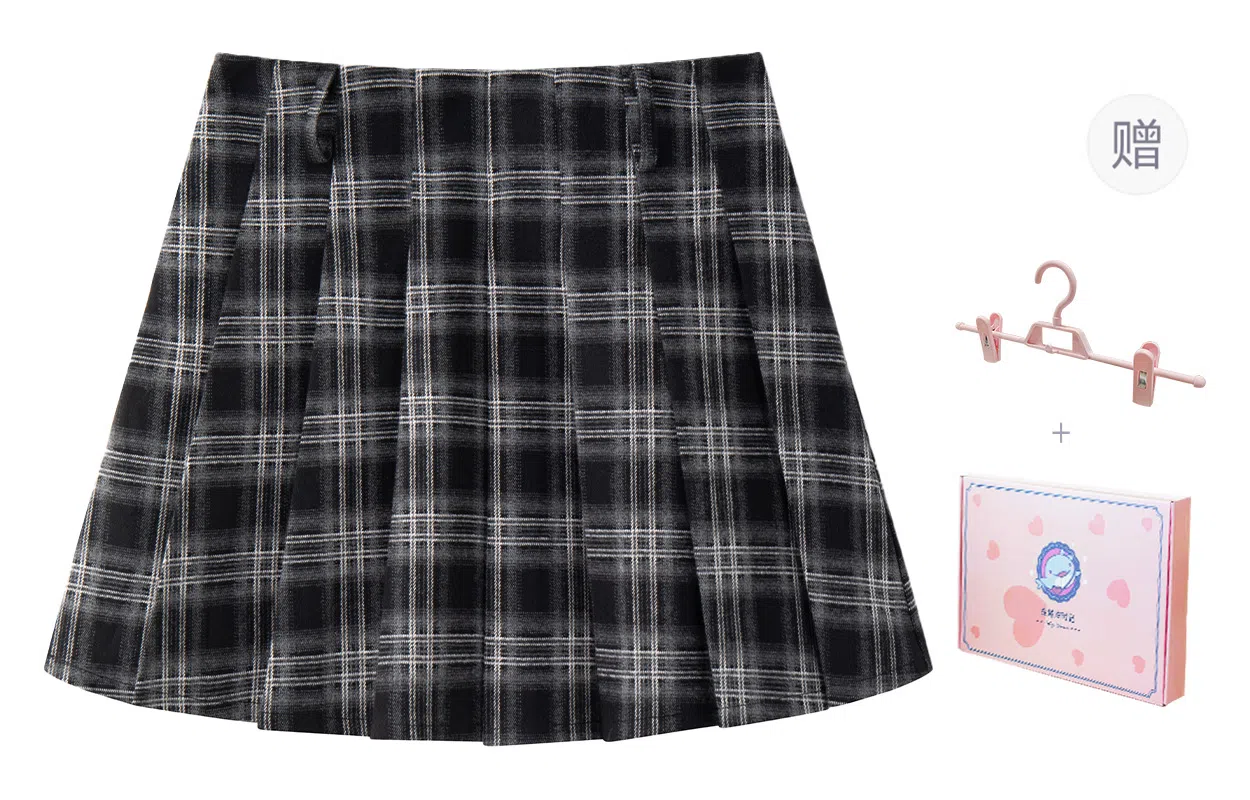 东鲸岁时记 港风学院风学姐感修身伯克利半裙松弛感温柔风格纹休闲短裙 春秋季 女款 礼盒装 黑灰色格裙