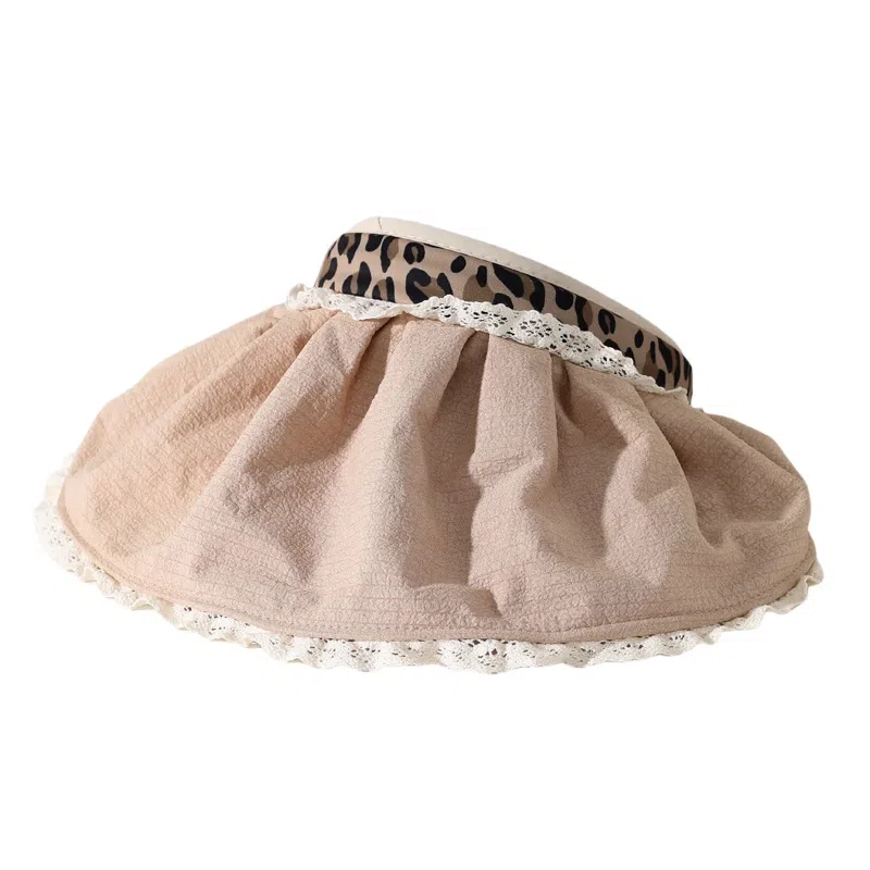 钓鱼熊 日系豹纹空顶帽户外运动遮阳帽夏季可折叠太阳帽无顶贝壳帽 聚酯纤维 防晒帽 男女同款情侣款