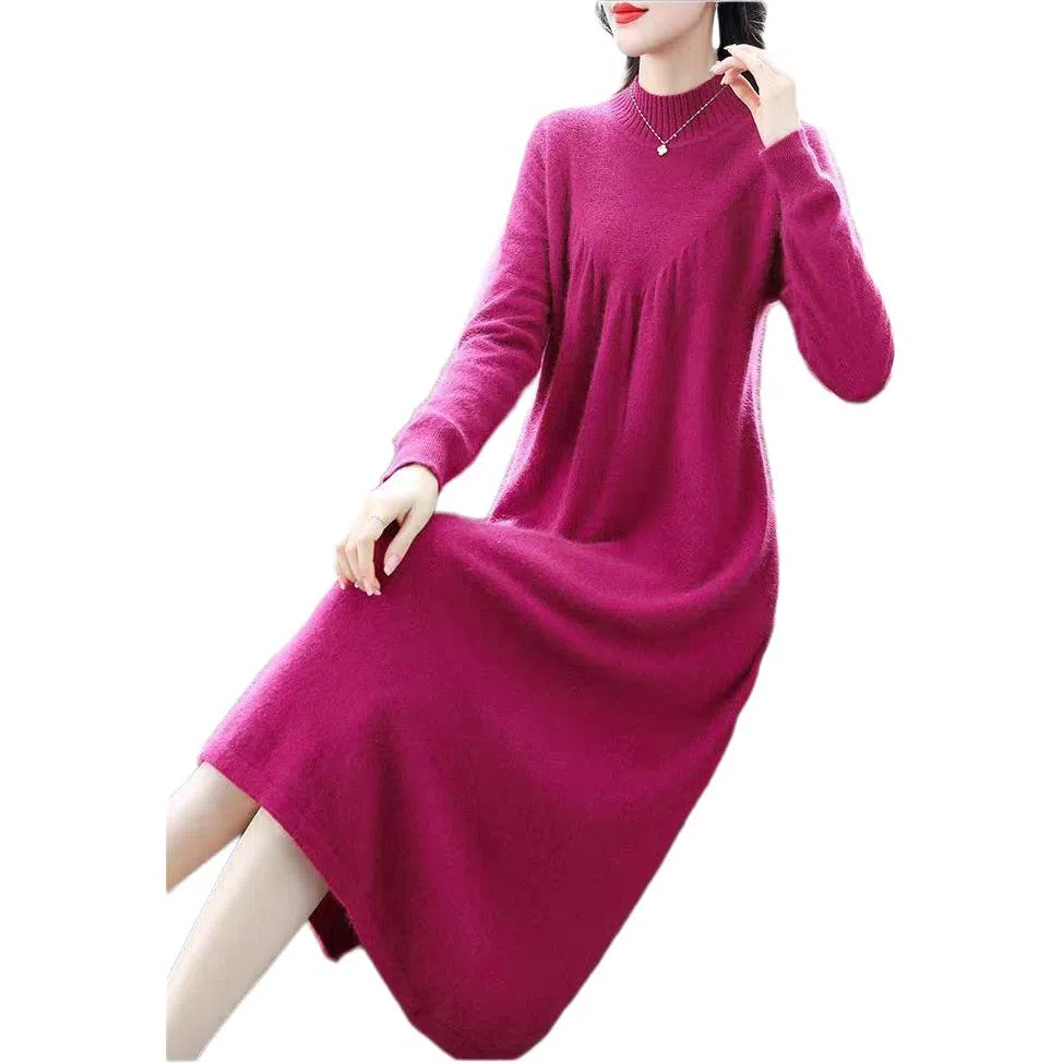 恒源祥 纯色休闲简约长袖连衣裙 女款