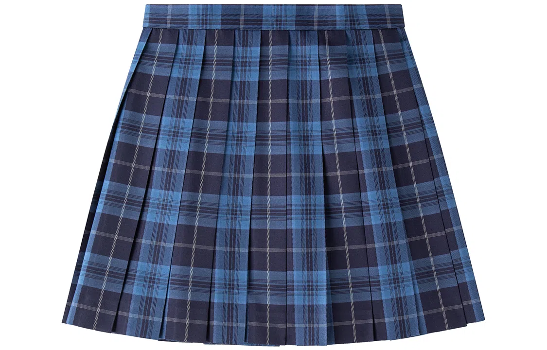 东鲸岁时记 日系复古制服格纹短款百搭学生百褶鲸落半身裙