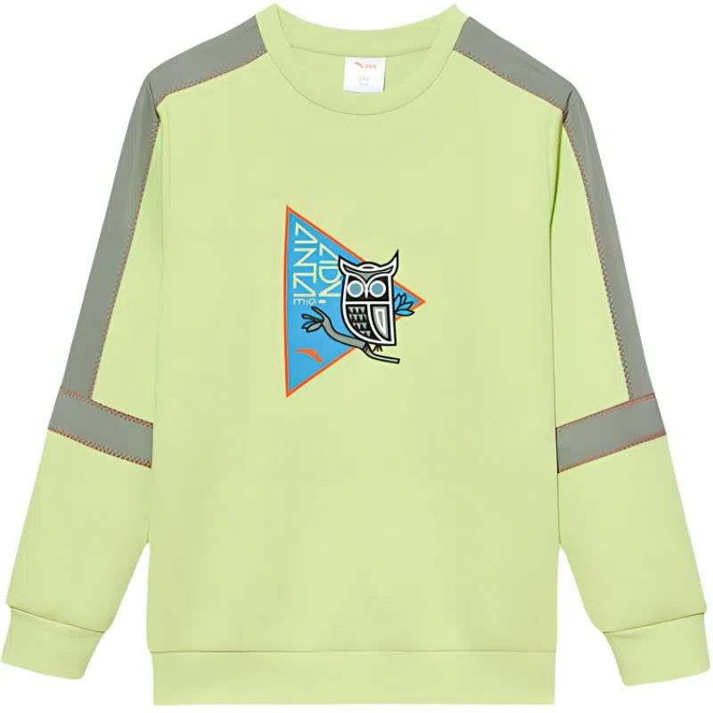 安踏儿童 拼色字母图案印花圆领卫衣 儿童款 华青绿