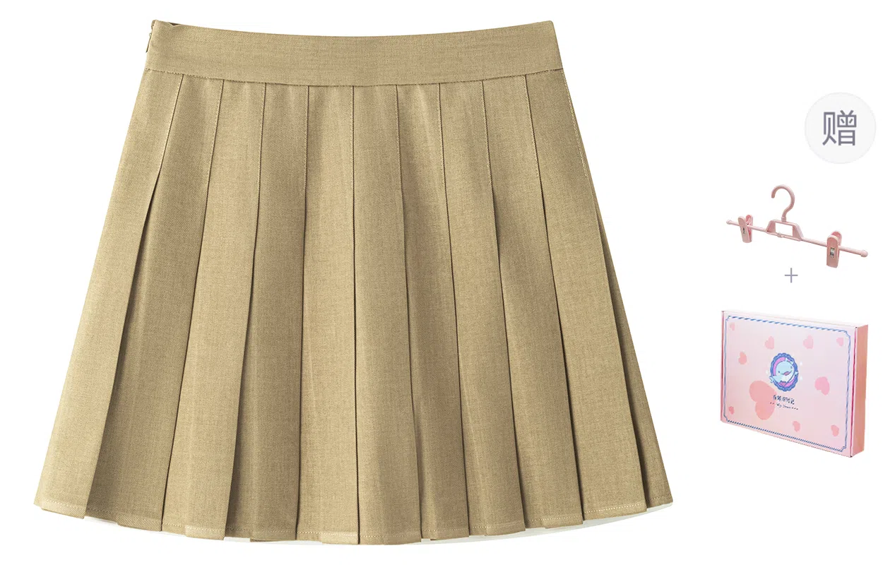 东鲸岁时记 学姐感文艺风纯色高腰修身辣妹风短款简约百褶裙舒适休闲短裙  春秋季 女款 礼盒装 灰色