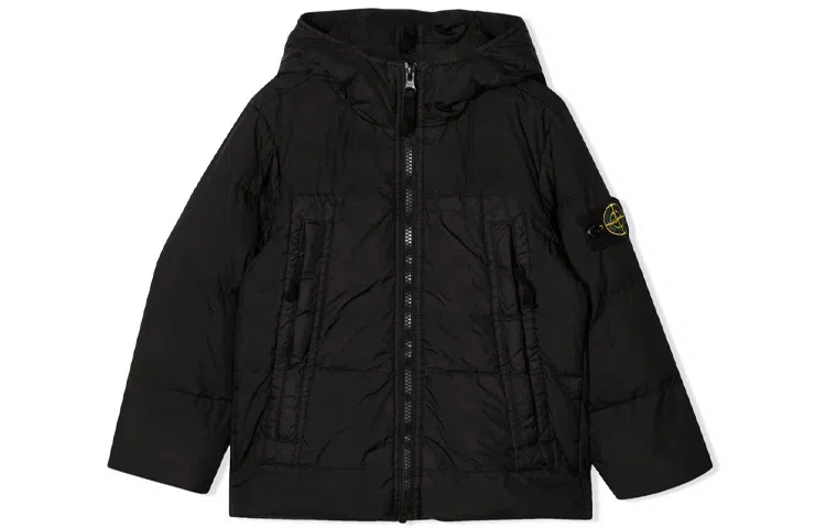 Stone Island FW21 Logo Down Jacket Kids Black