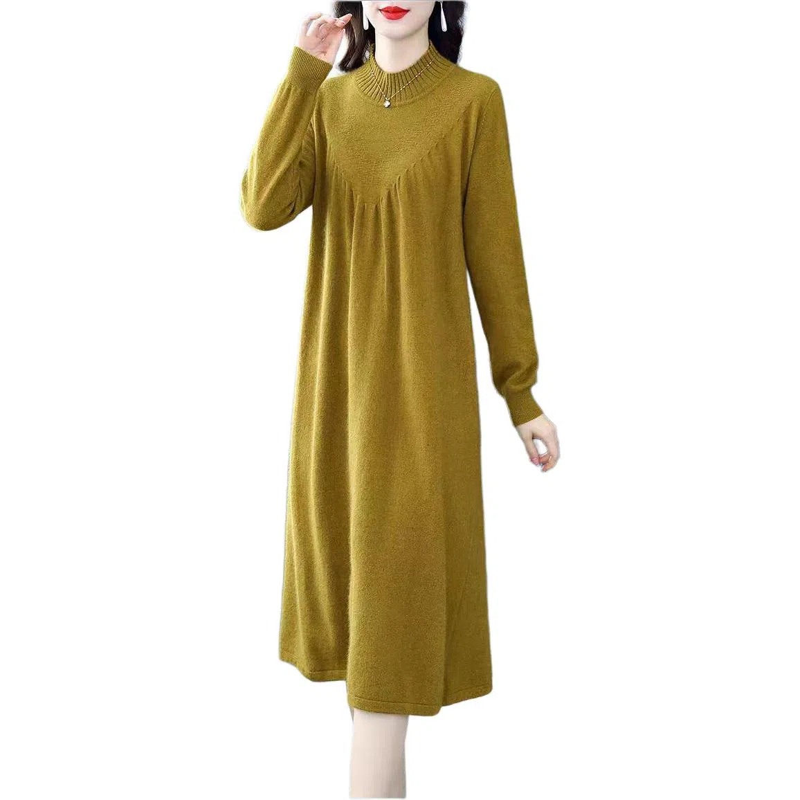 恒源祥 纯色休闲简约长袖连衣裙 女款