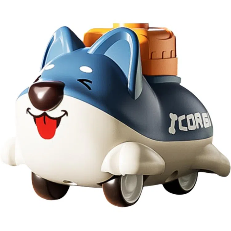 安可托 卡通动物手指按压式惯性柯基回力车 早教益智玩具