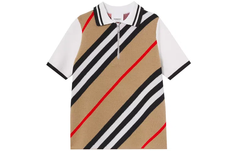 Burberry Striped Merino Wool Half-Zip Polo Shirt