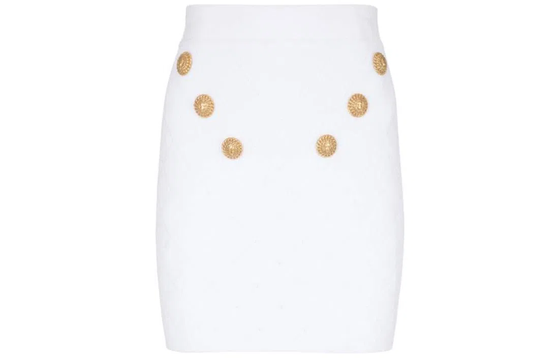 BALMAIN 6-Button Knit Skirt