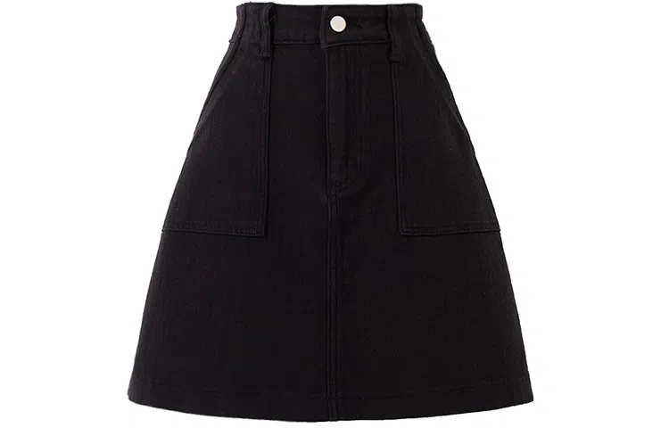 SOON FLOWER Denim Skirt Black