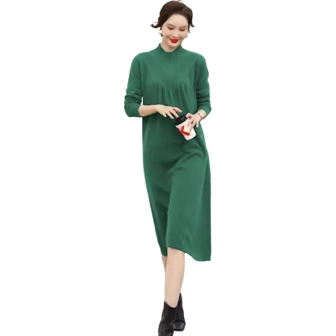 恒源祥 纯色休闲简约长袖连衣裙 女款