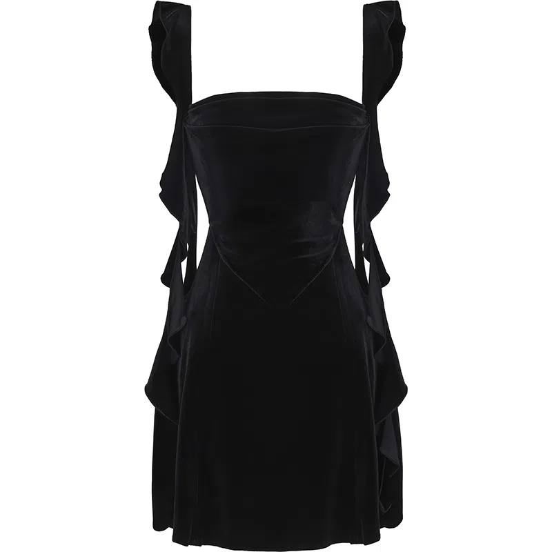 NANA JACQUELINE Velvet Slim Fit Dress Black