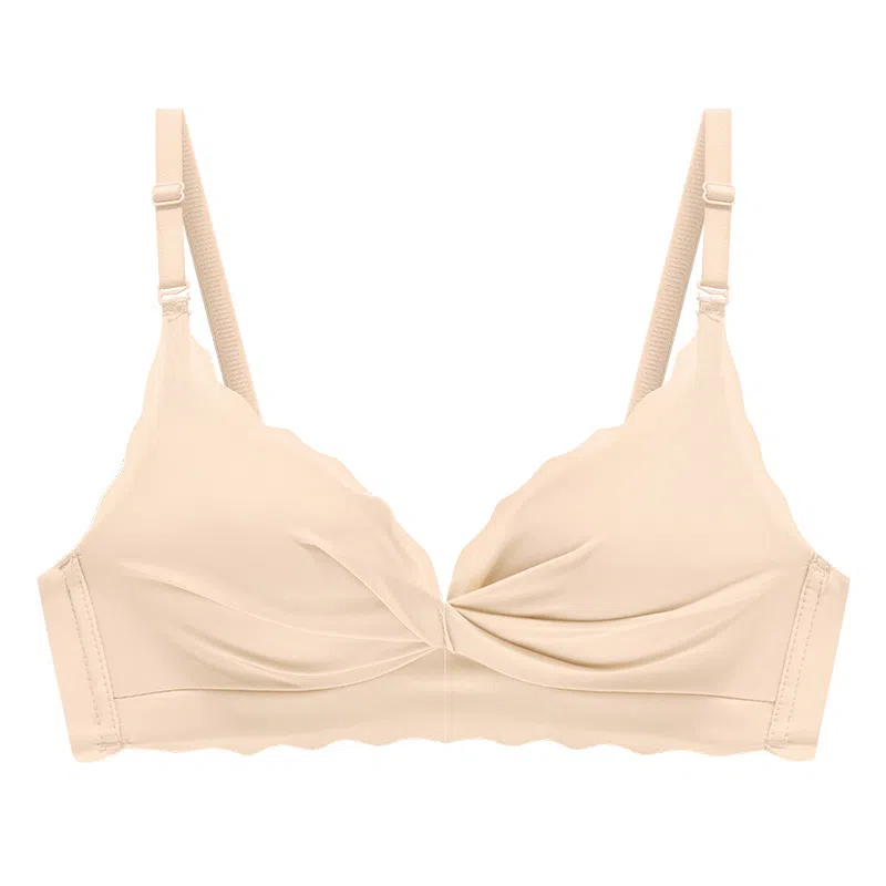 欧迪芬 冰丝亲肤侧收副乳薄款甜美褶皱文胸 女款