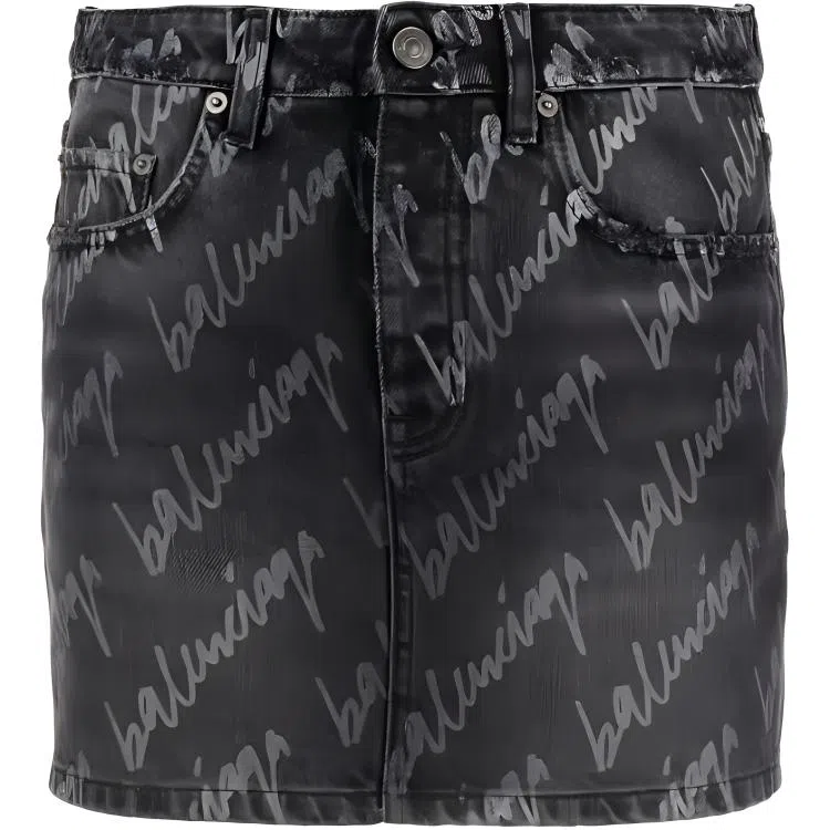 Balenciaga SS22 Logo Mini Skirt Black