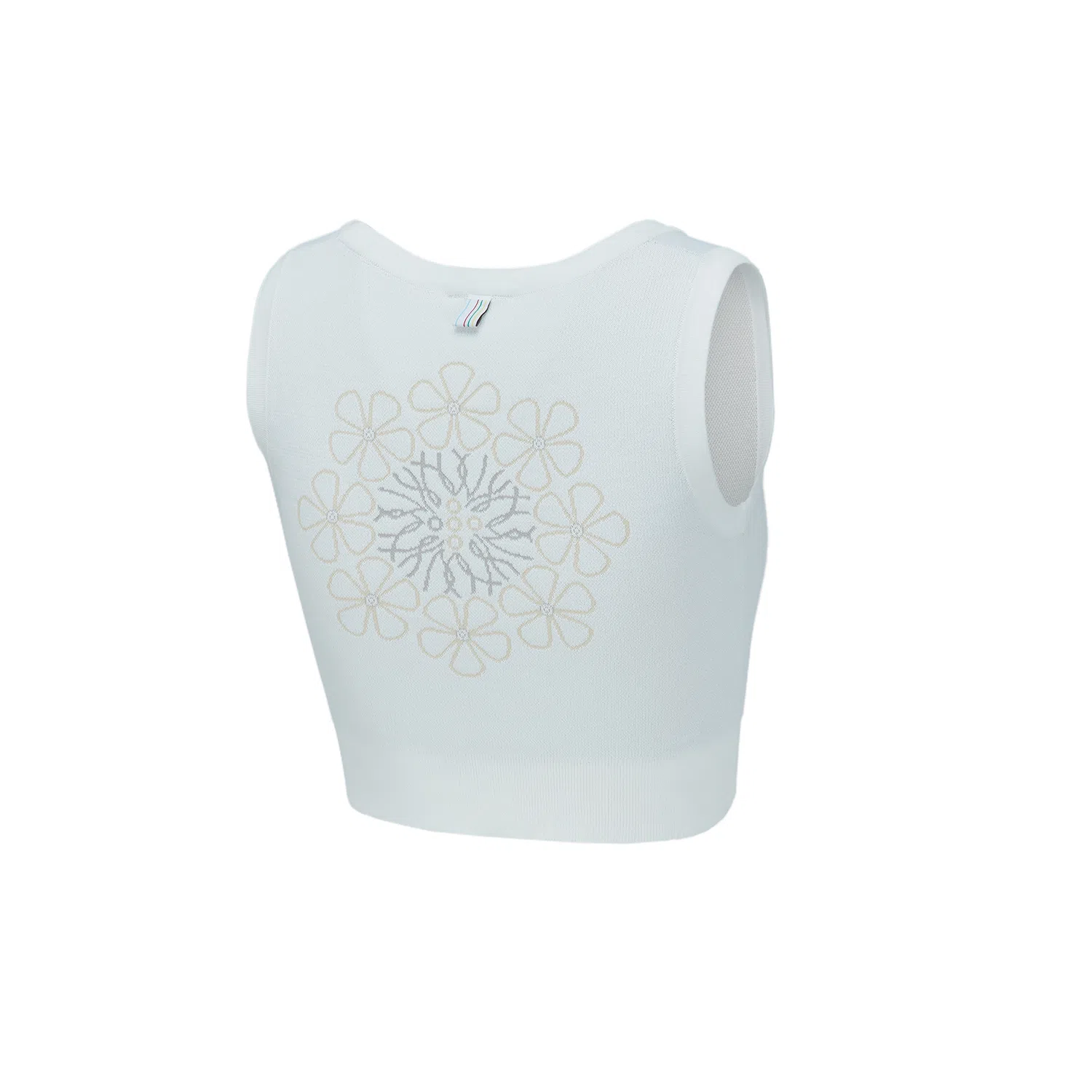 中国李宁 肆意生长 花卉圆领修身短款运动背心 女款 乳白色