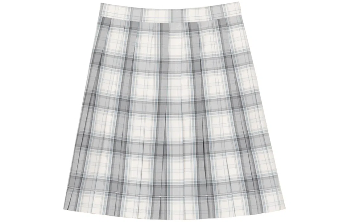 东鲸岁时记 格纹百褶高腰半身裙 女款