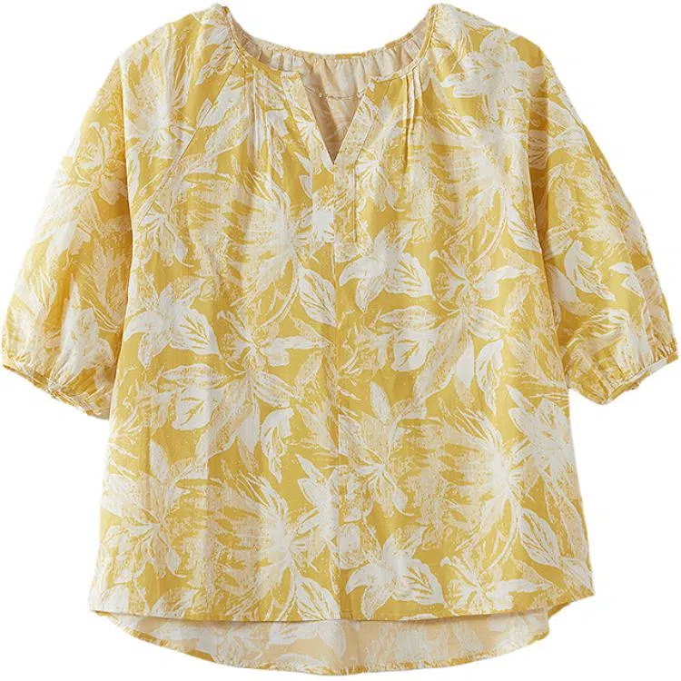 【dme】 印花插肩袖五分袖短袖圆领衬衫 女款