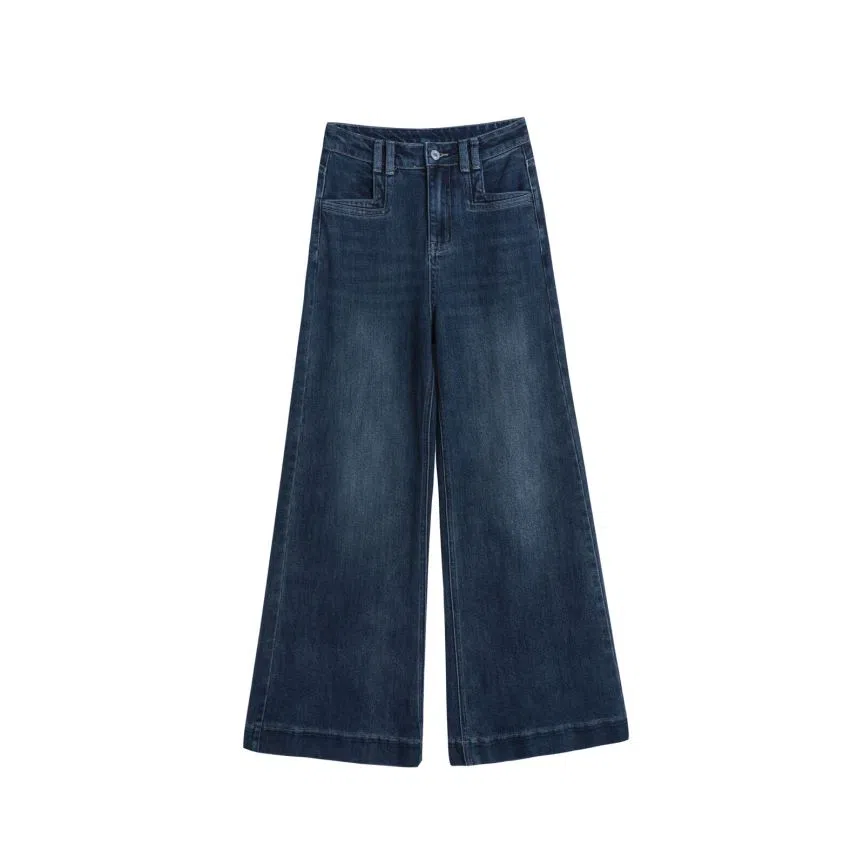 莫代尔 高腰美式复古宽松拖地牛仔裤 女款