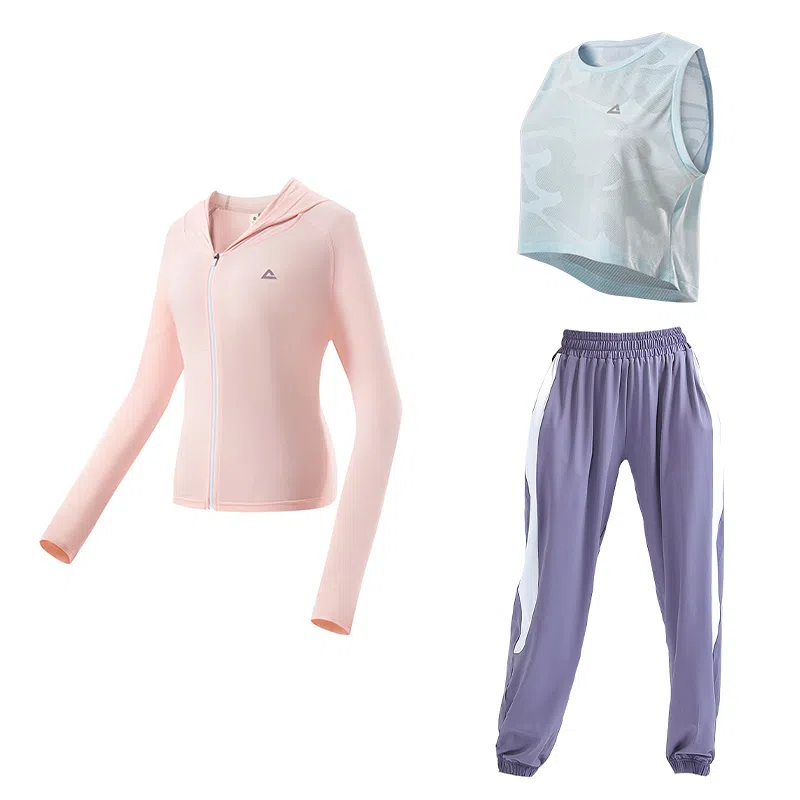 匹克 瑜伽服健身运动服套装外套背心运动裤三件套健身套装 女款
