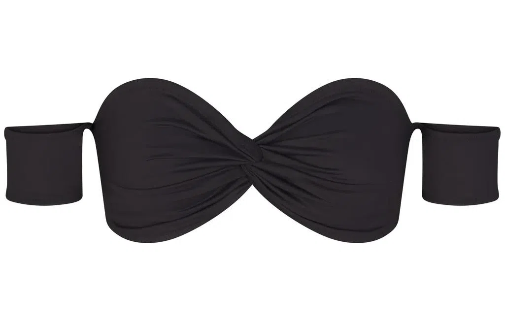 SKIMS SIGNATURE SWIM OFF THE SHOULDER BIKINI TOP ONYX