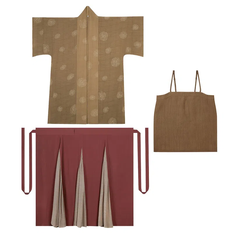 织造司 鸢茶 宋制长干寺半袖对襟长衫吊带改良三裥裙原创汉服 女款