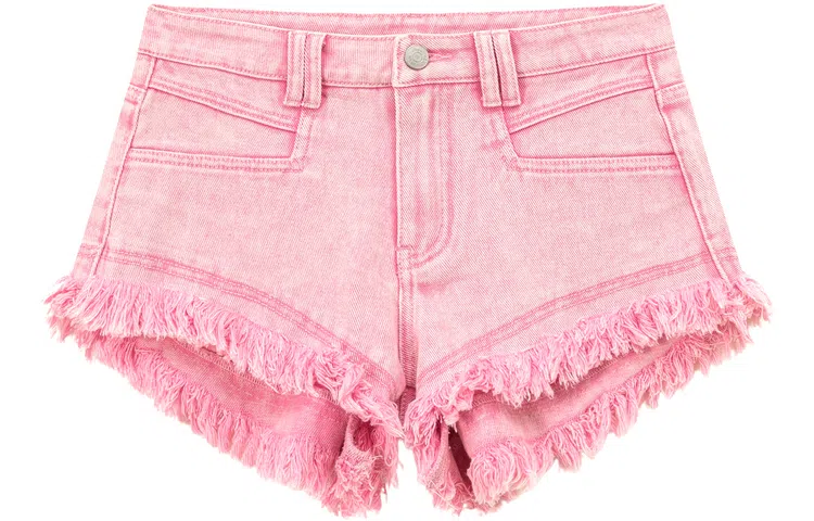 CHUU Frayed Tassel Denim Shorts