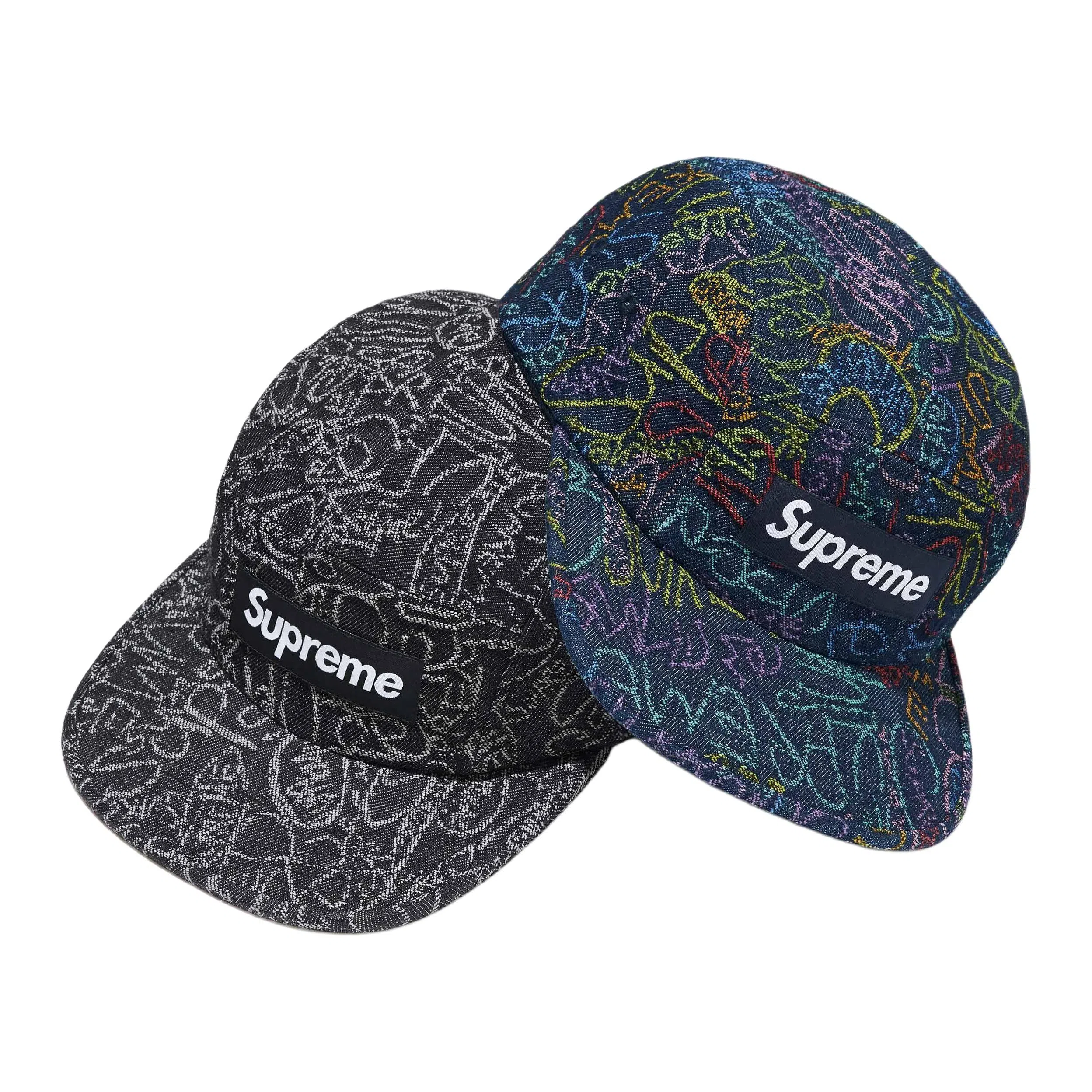 Supreme Handwriting Denim Camp Cap