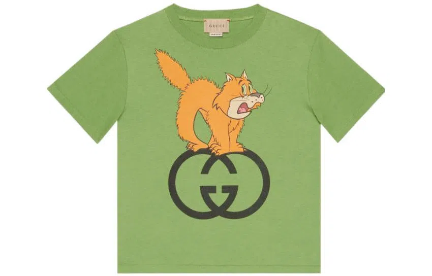 Gucci Kids SS23 Logo Cartoon Print T-Shirt Green