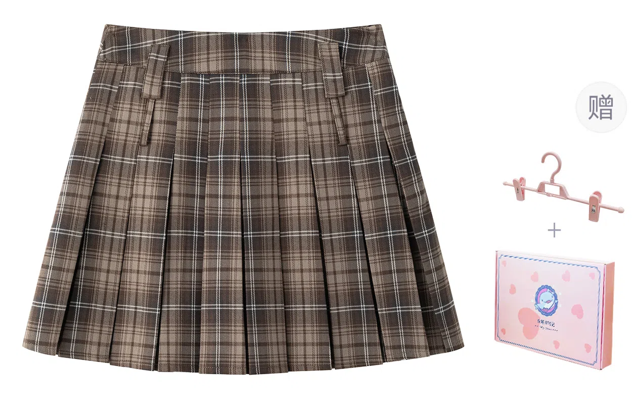 东鲸岁时记 格子中腰合身休闲短裙 女款 棕色