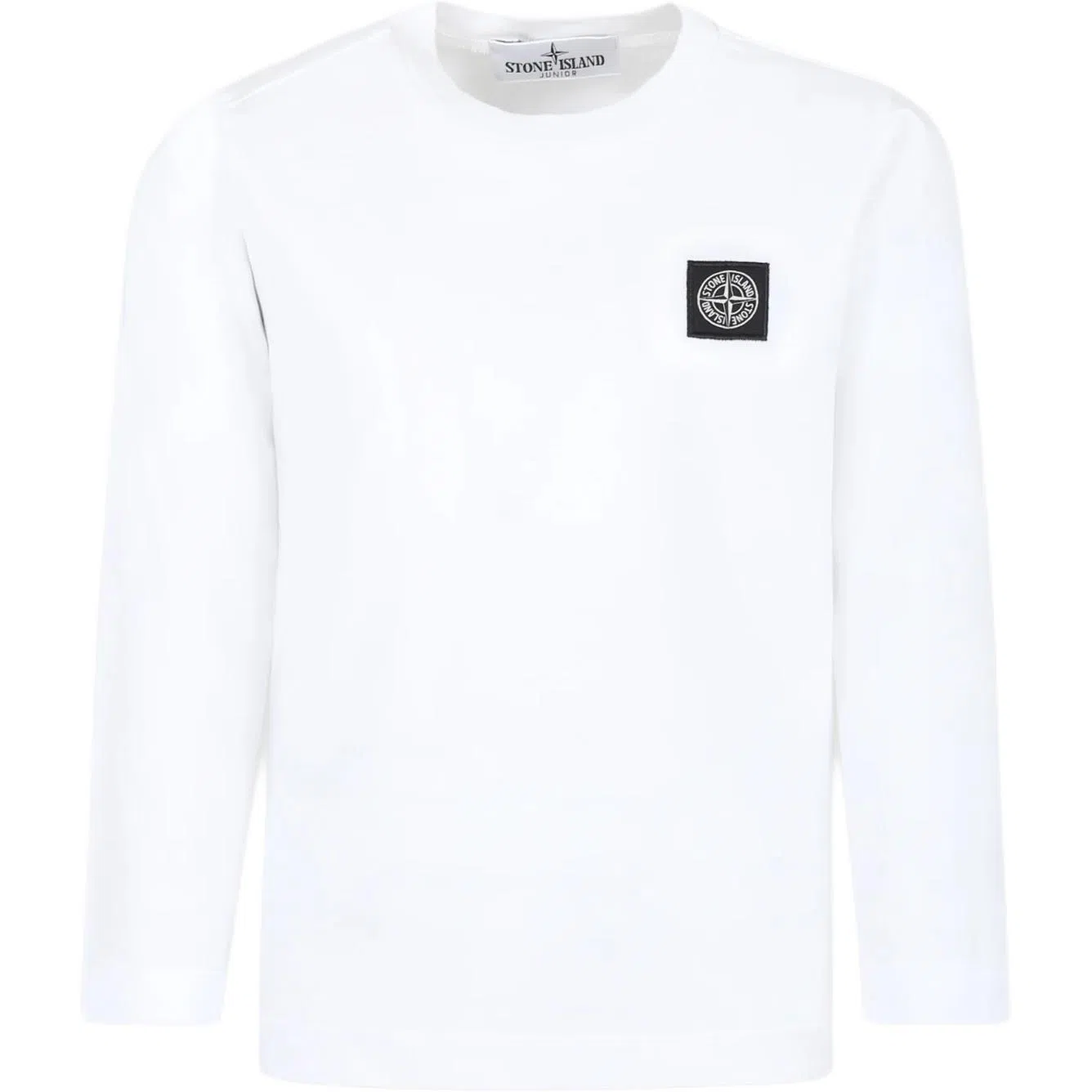 Stone Island Kids Logo Crewneck Long Sleeve T-Shirt White