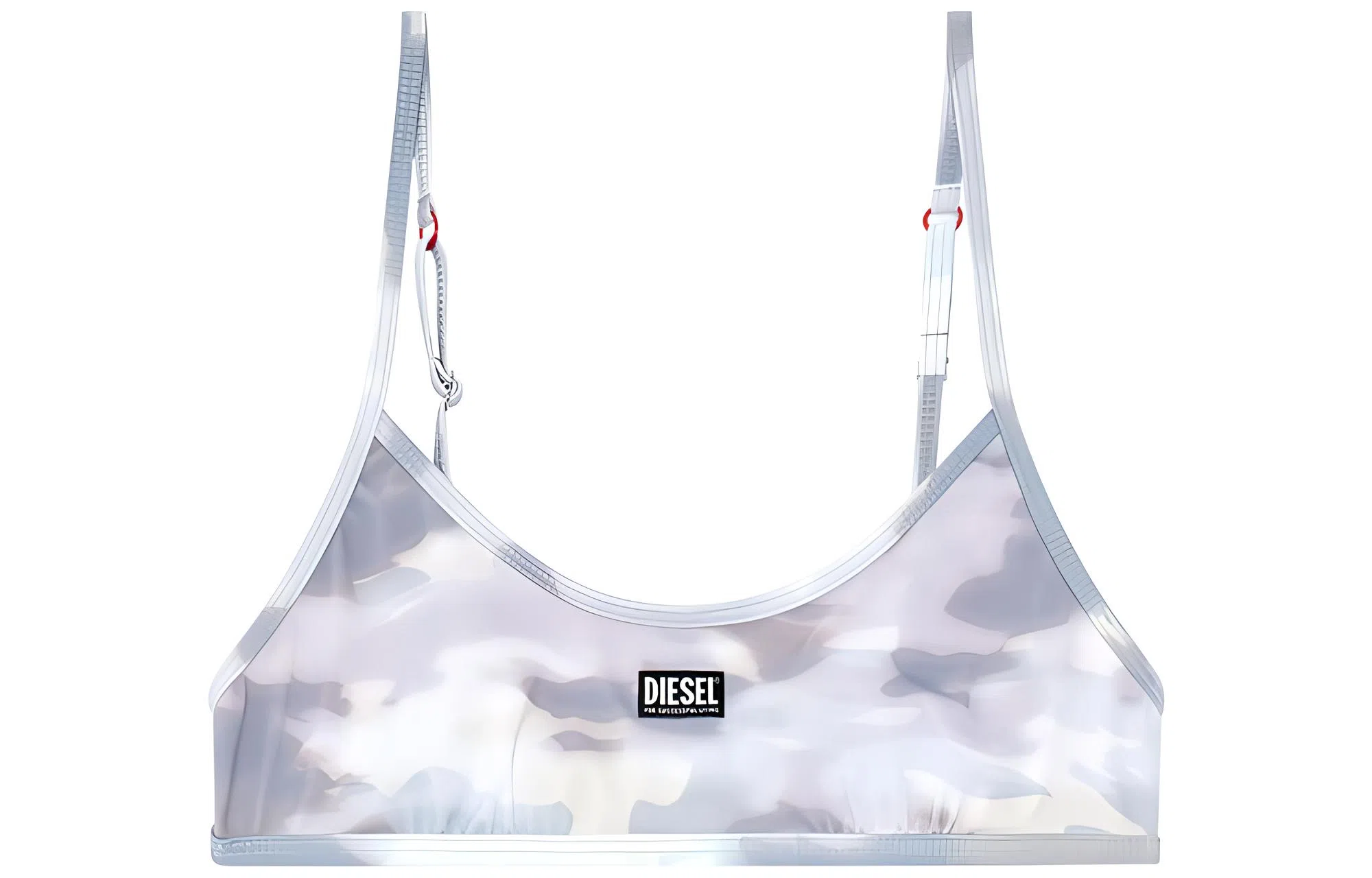 DIESEL Printed Recycled Nylon Bikini Top SS24 Logo