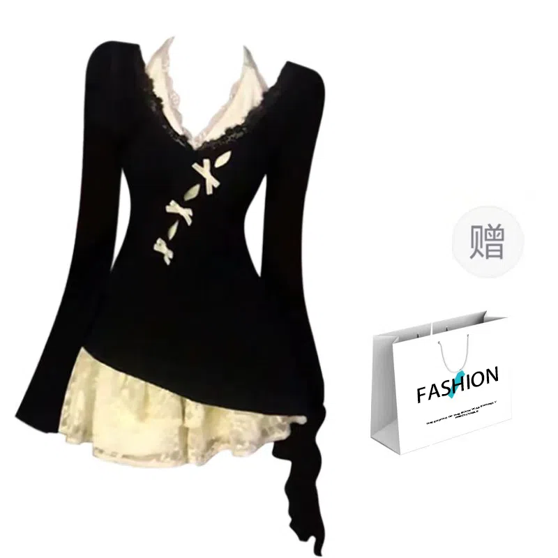 THREE Knit Lace Dress Set