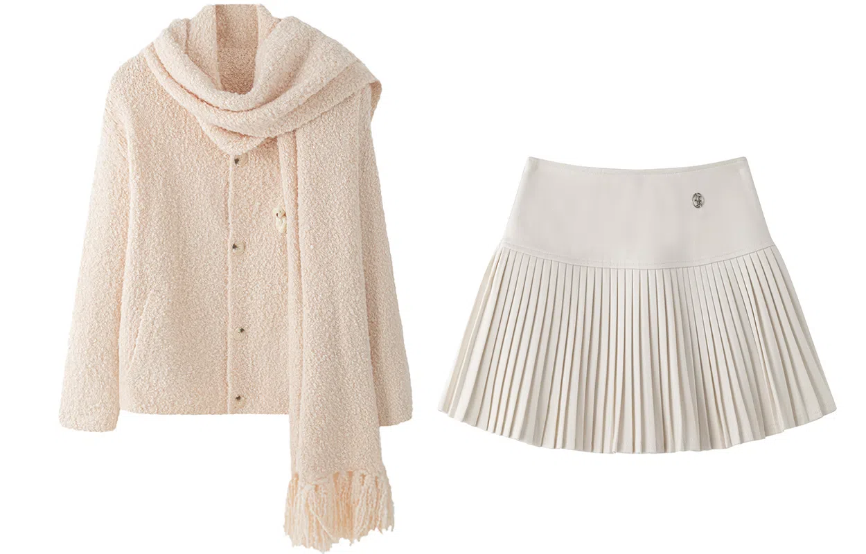 东鲸岁时记 学院风宽松韩系穿搭开衫单排扣裙装套装 女款