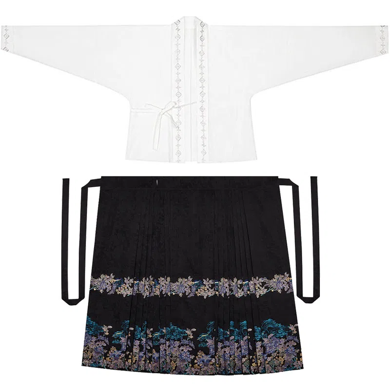 织造司 曲径幽兰 原创立领琵琶袖短袄通勤马面裙秋冬日常明制汉服 女款 黑色