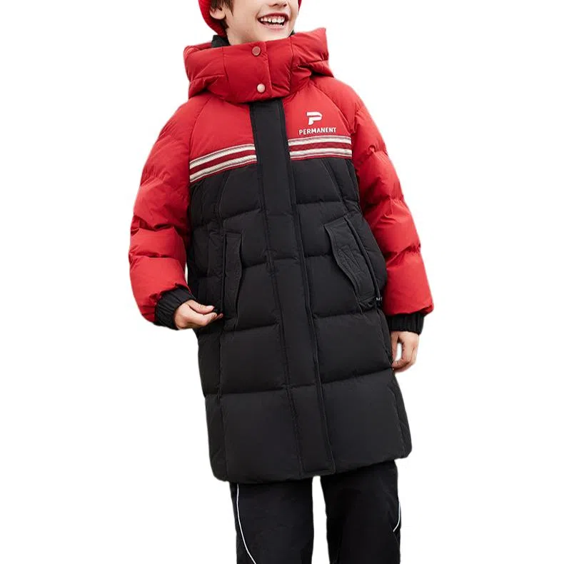 鸭鸭 云朵系列 简约大方中长连帽羽绒服 青少年