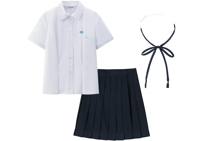 东鲸岁时记 紫川附中纯色短袖衬衫制服套装 女款 紫色  开学季