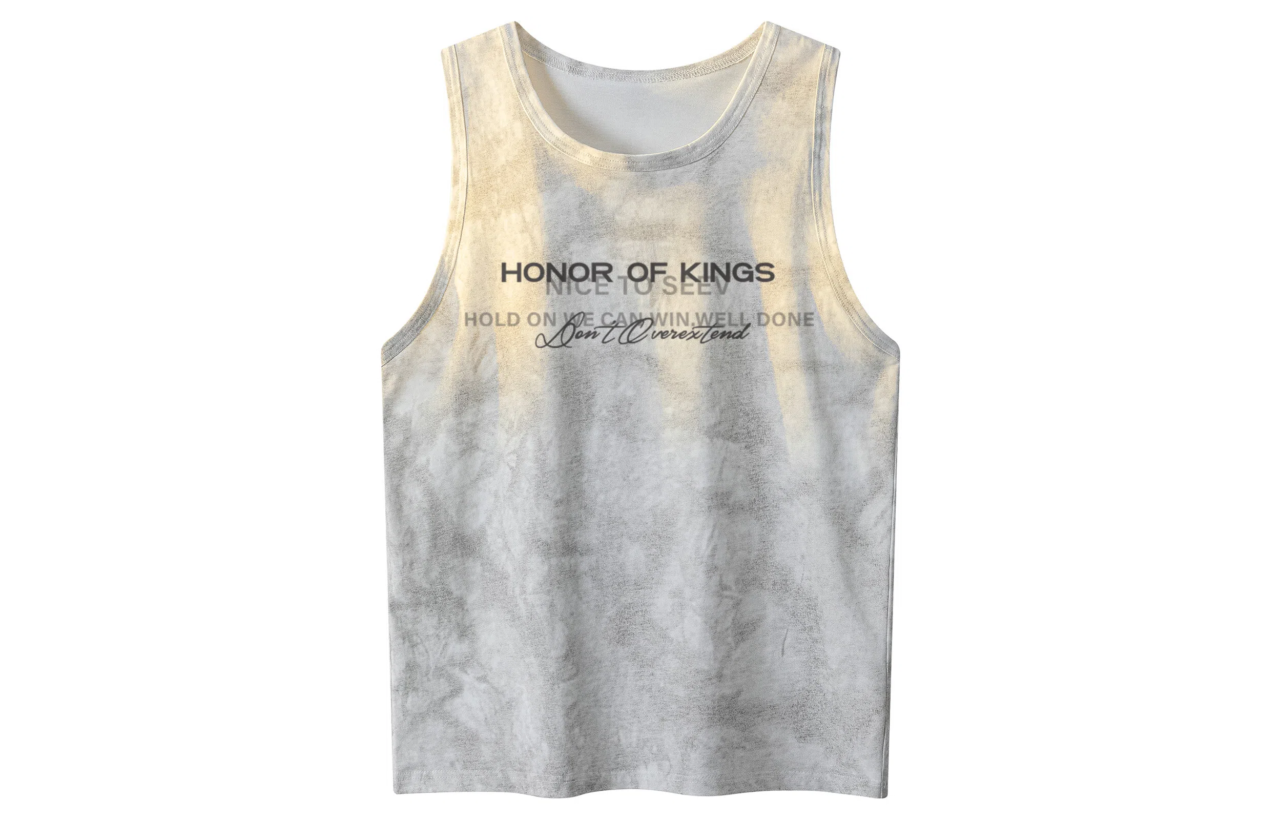 王者荣耀 标语款 美式复古扎染圆领字母宽松舒适百搭居家运动健身显肌肉透气排汗休闲背心 男女同款