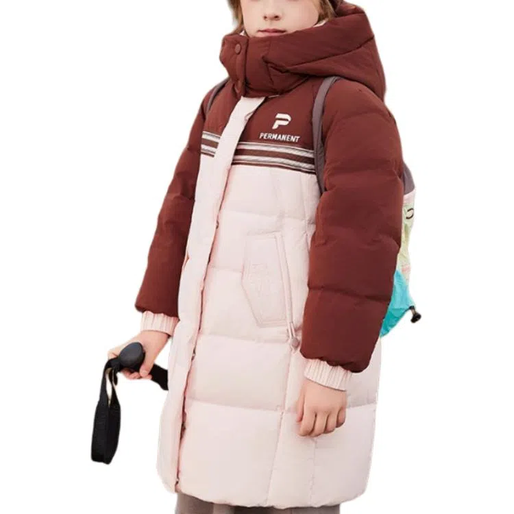 鸭鸭 云朵系列 简约大方中长连帽羽绒服 青少年