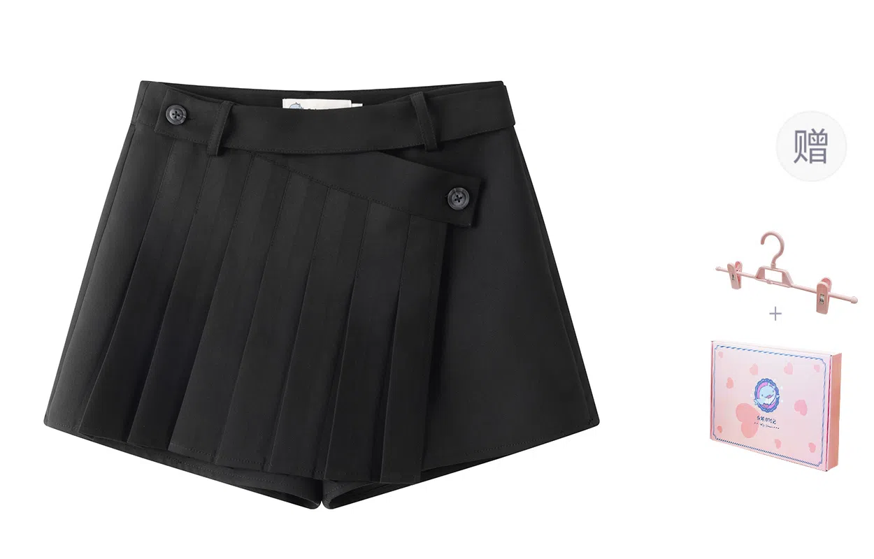 东鲸岁时记 纯色高腰文艺风休闲短裙 女款 黑色