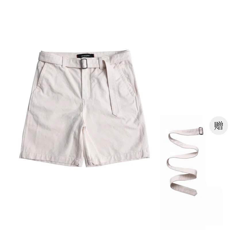 实年服工 单件手作系列 重磅水洗宽松纯色休闲透气五分工装短裤 男款