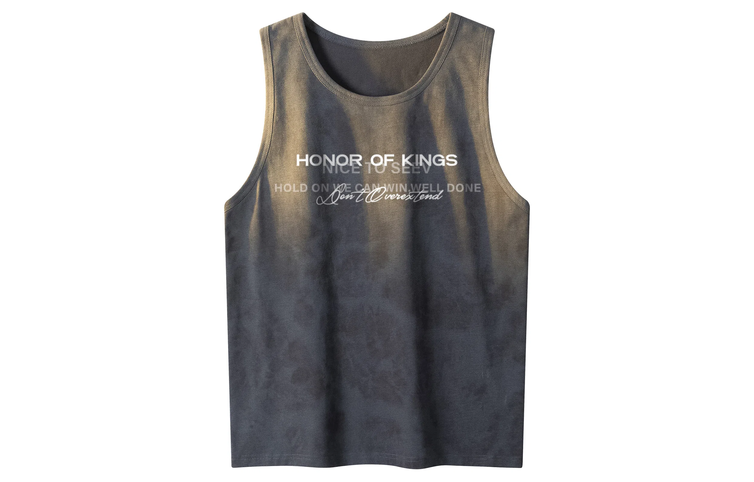 王者荣耀 标语款 美式复古扎染圆领字母宽松舒适百搭居家运动健身显肌肉透气排汗休闲背心 男女同款